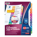 Avery Customizable TOC Ready Index Multicolor Tab Dividers, 12-Tab, 1 to 12, 11 x 8.5, White, Traditional Color Tabs, 1 Set (11141)