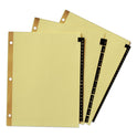 Avery Preprinted Black Leather Tab Dividers w/Gold Reinforced Edge, 12-Tab, Jan. to Dec., 11 x 8.5, Buff, 1 Set (11351)