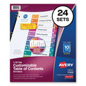 Avery Customizable TOC Ready Index Multicolor Tab Dividers, Uncollated, 10-Tab, 1 to 10, 11 x 8.5, White, 24 Sets (11169)