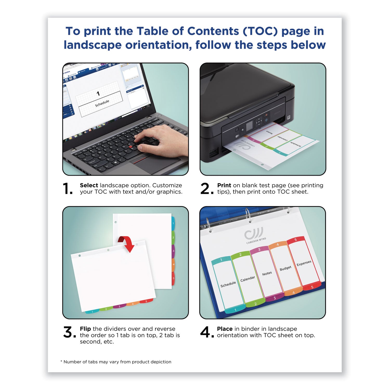 Avery Customizable TOC Ready Index Multicolor Tab Dividers, 8-Tab, 1 to 8, 11 x 8.5, White, Contemporary Color Tabs, 1 Set (11841)