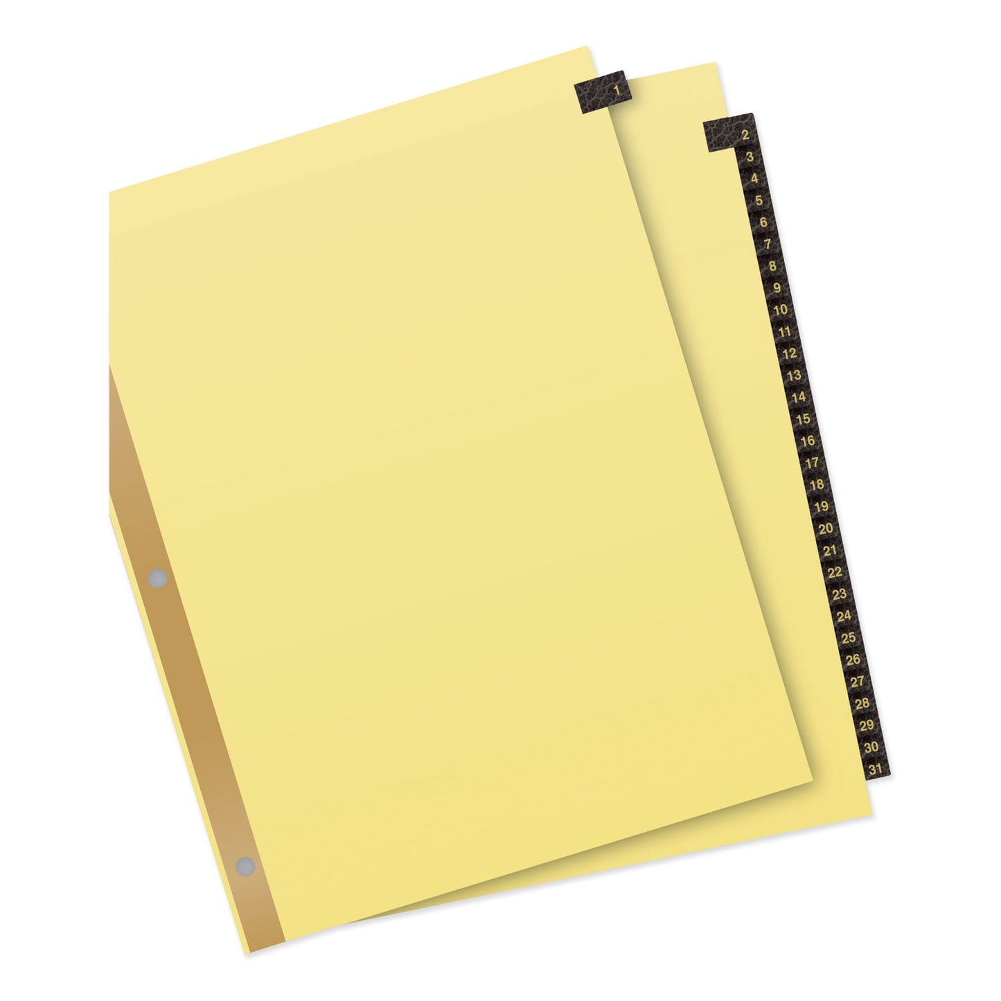 Avery Preprinted Black Leather Tab Dividers w/Gold Reinforced Edge, 31-Tab, 1 to 31, 11 x 8.5, Buff, 1 Set (11352)