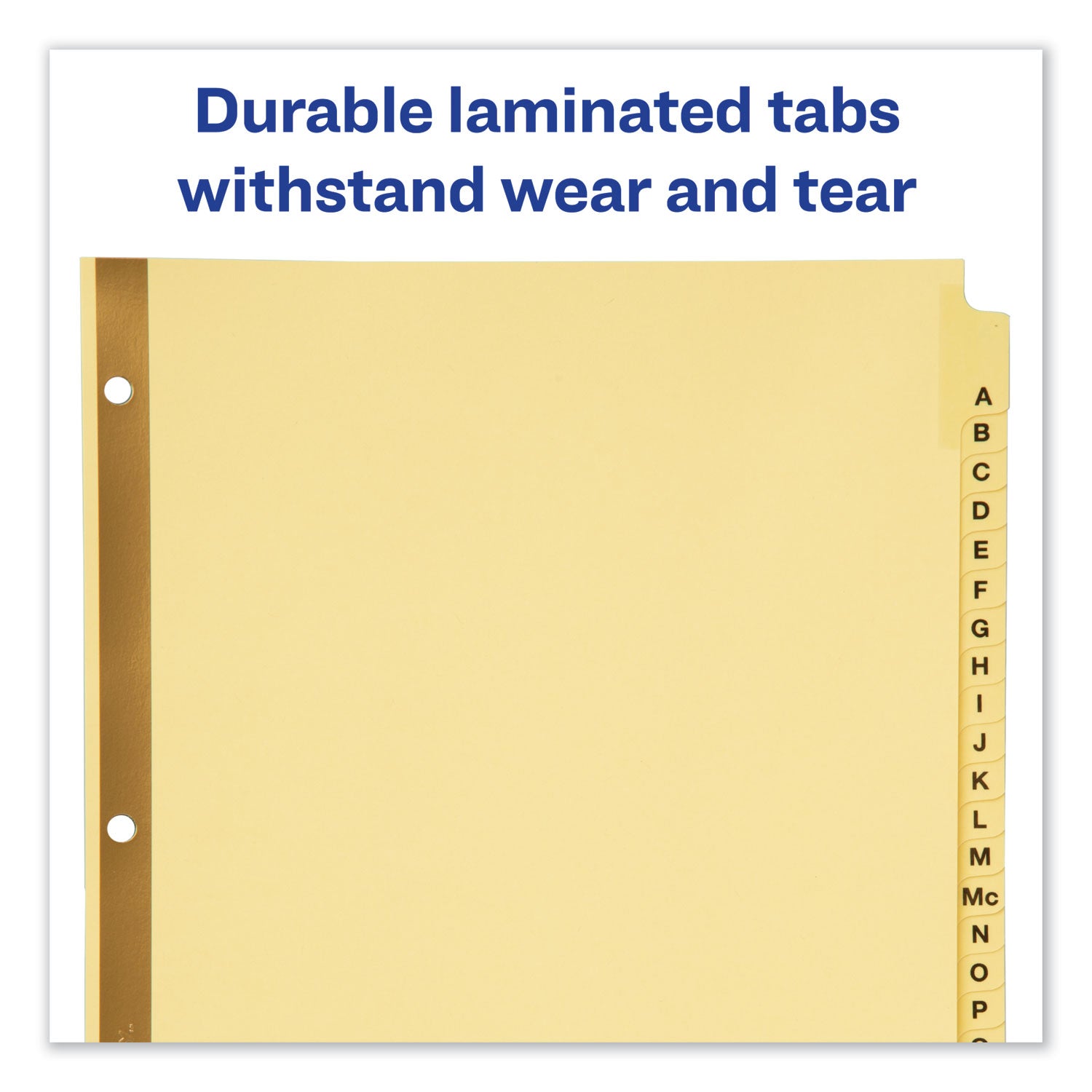 Avery Preprinted Laminated Tab Dividers with Gold Reinforced Binding Edge, 25-Tab, A to Z, 11 x 8.5, Buff, 1 Set (11306)