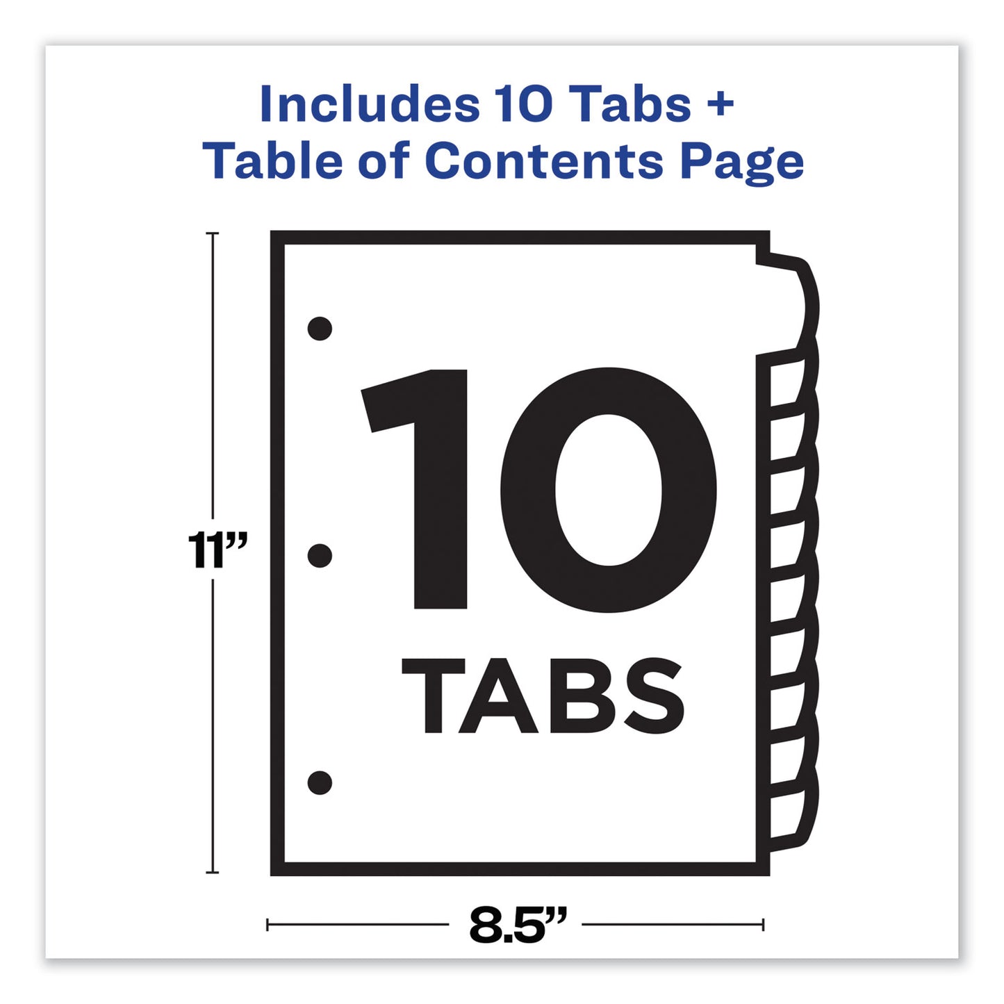 Avery Customizable TOC Ready Index Multicolor Tab Dividers, 10-Tab, 1 to 10, 11 x 8.5, White, Contemporary Color Tabs, 1 Set (11842)