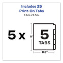 Avery Customizable Print-On Dividers, Unpunched, 5-Tab, 11 x 8.5, White, 5 Sets (11516)