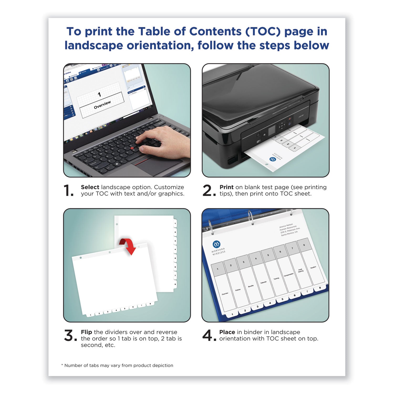 Avery Customizable TOC Ready Index Black and White Dividers, 10-Tab, 1 to 10, 11 x 8.5, 1 Set (11134)