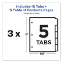 Avery Customizable Table of Contents Ready Index Dividers with Multicolor Tabs, 5-Tab, 1 to 5, 11 x 8.5, White, 3 Sets (11080)
