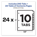 Avery Customizable TOC Ready Index Multicolor Tab Dividers, Uncollated, 10-Tab, 1 to 10, 11 x 8.5, White, 24 Sets (11169)
