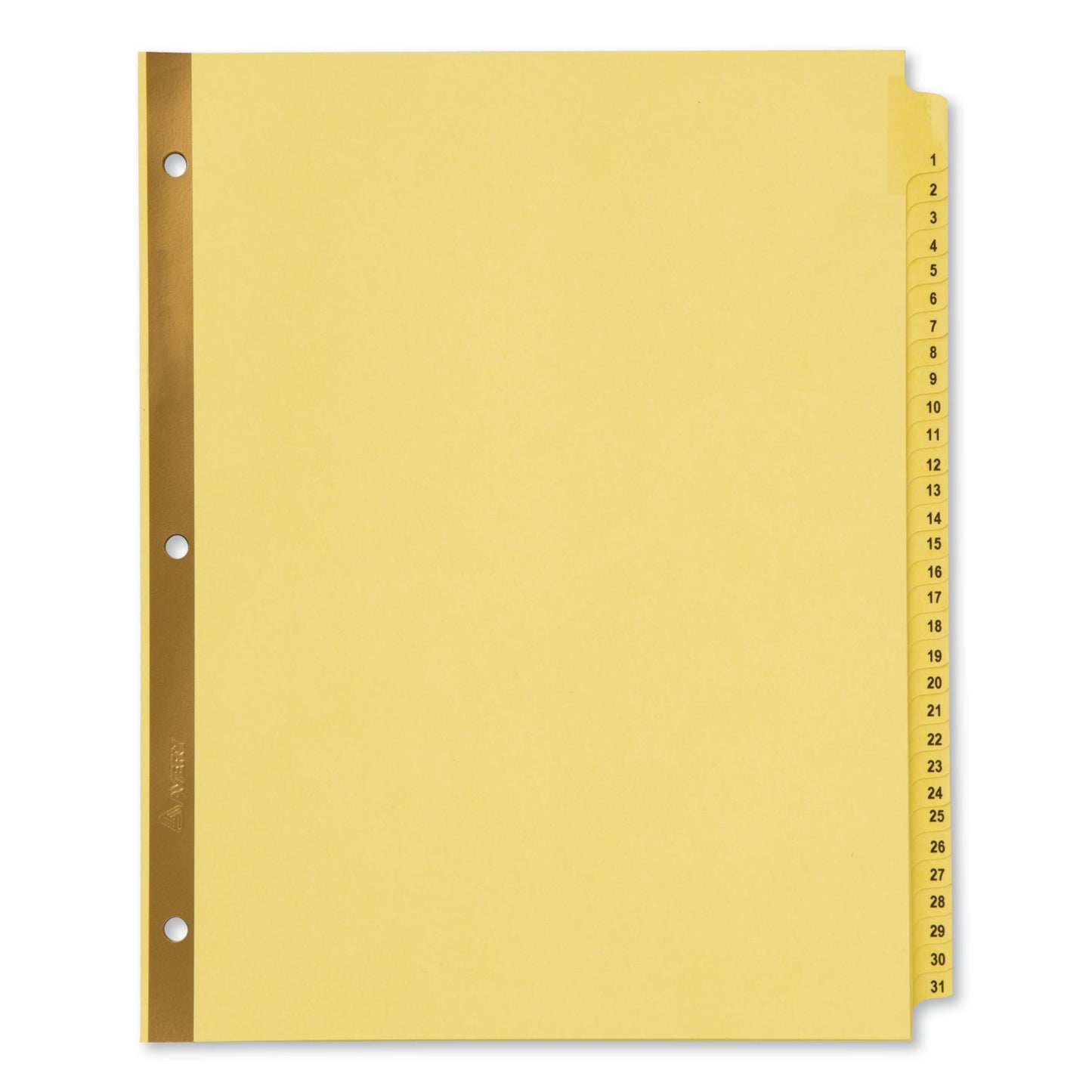 Avery Preprinted Laminated Tab Dividers with Gold Reinforced Binding Edge, 31-Tab, 1 to 31, 11 x 8.5, Buff, 1 Set (11308)