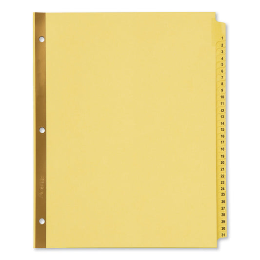 Avery Preprinted Laminated Tab Dividers with Gold Reinforced Binding Edge, 31-Tab, 1 to 31, 11 x 8.5, Buff, 1 Set (11308)