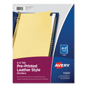 Avery Preprinted Black Leather Tab Dividers w/Gold Reinforced Edge, 25-Tab, A to Z, 11 x 8.5, Buff, 1 Set (11350)