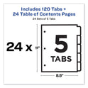 Avery Customizable TOC Ready Index Multicolor Tab Dividers, Uncollated, 5-Tab, 1 to 5, 11 x 8.5, White, 24 Sets (11167)
