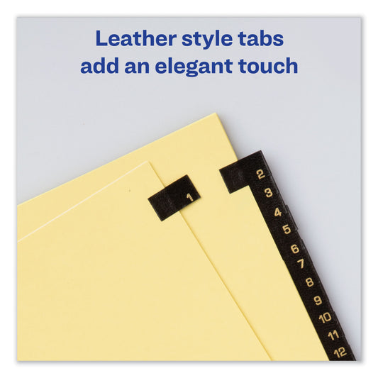 Avery Preprinted Black Leather Tab Dividers w/Gold Reinforced Edge, 31-Tab, 1 to 31, 11 x 8.5, Buff, 1 Set (11352)