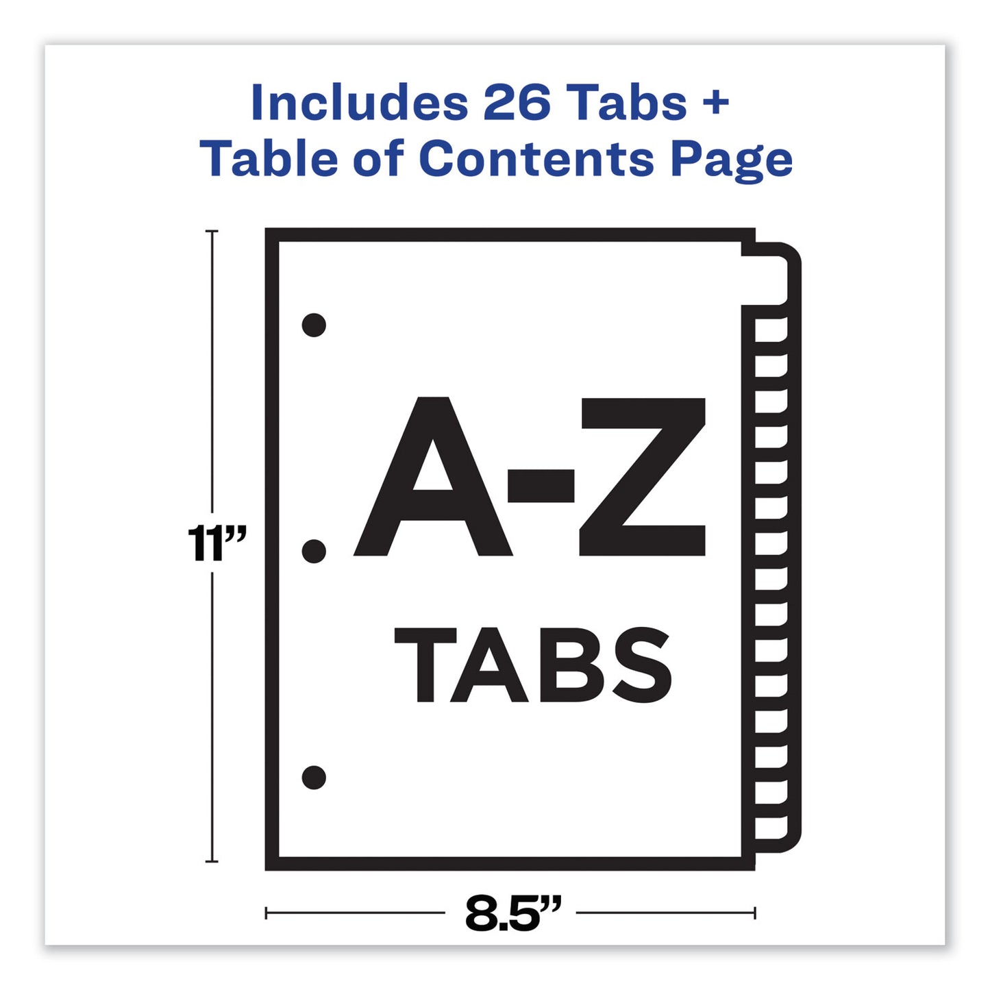 Avery Customizable Table of Contents Ready Index Dividers with Multicolor Tabs, 26-Tab, A to Z, 11 x 8.5, White, 1 Set (11085)