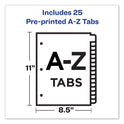 Avery Preprinted Black Leather Tab Dividers w/Gold Reinforced Edge, 25-Tab, A to Z, 11 x 8.5, Buff, 1 Set (11350)