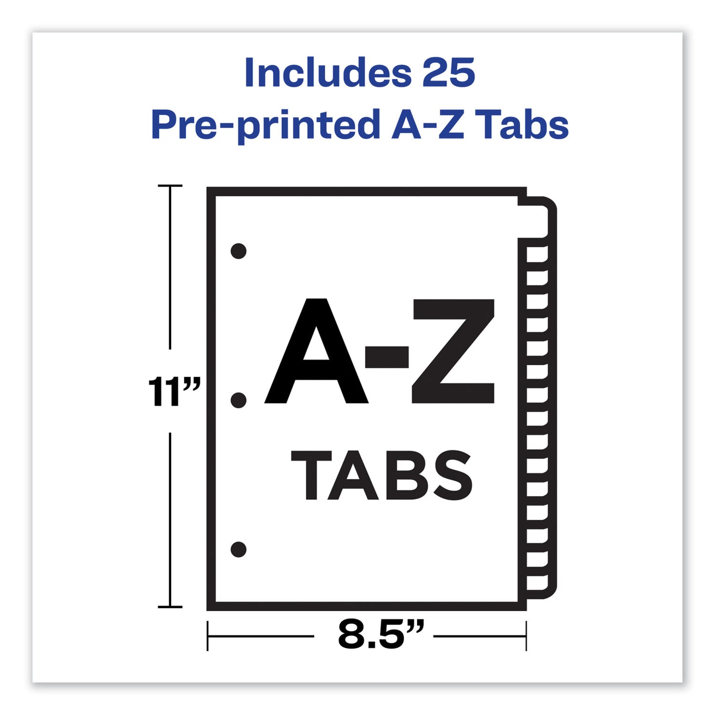 Avery Preprinted Black Leather Tab Dividers w/Gold Reinforced Edge, 25-Tab, A to Z, 11 x 8.5, Buff, 1 Set (11350)