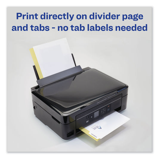 Avery Customizable Print-On Dividers, 3-Hole Punched, 5-Tab, 11 x 8.5, White, 5 Sets (11515)
