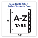 Avery Customizable TOC Ready Index Multicolor Tab Dividers, 26-Tab, A to Z, 11 x 8.5, White, Contemporary Color Tabs, 1 Set (11844)