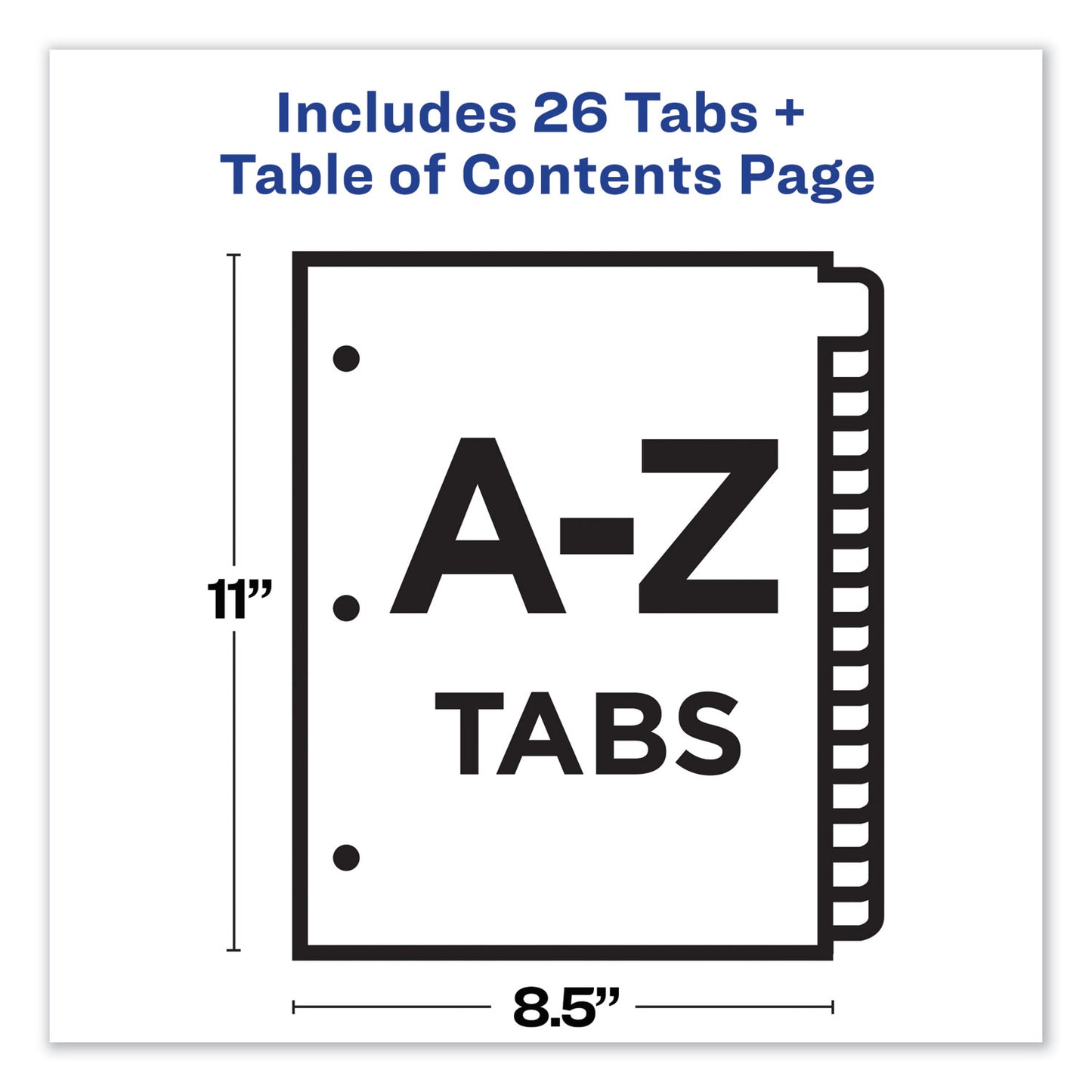 Avery Customizable TOC Ready Index Multicolor Tab Dividers, 26-Tab, A to Z, 11 x 8.5, White, Contemporary Color Tabs, 1 Set (11844)