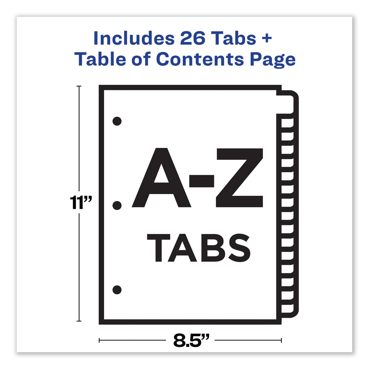 Avery Customizable TOC Ready Index Multicolor Tab Dividers, 26-Tab, A to Z, 11 x 8.5, White, Contemporary Color Tabs, 1 Set (11844)