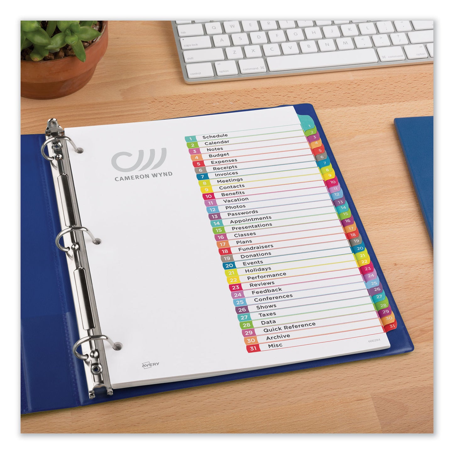 Avery Customizable TOC Ready Index Multicolor Tab Dividers, 31-Tab, 1 to 31, 11 x 8.5, White, Contemporary Color Tabs, 1 Set (11846)