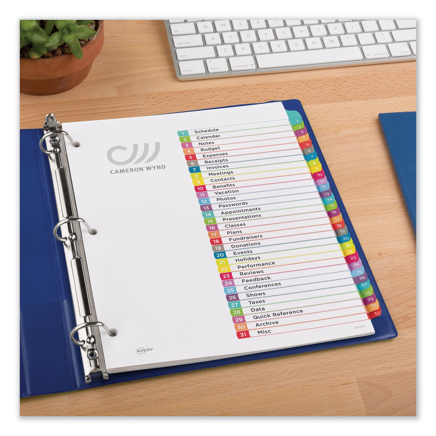 Avery Customizable TOC Ready Index Multicolor Tab Dividers, 31-Tab, 1 to 31, 11 x 8.5, White, Contemporary Color Tabs, 1 Set (11846)