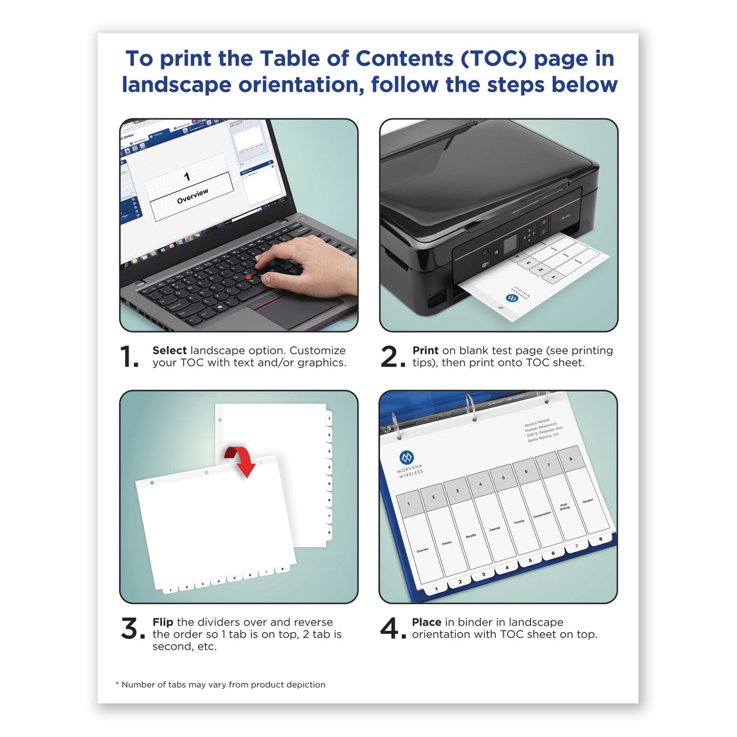 Avery Customizable TOC Ready Index Black and White Dividers, 12-Tab, Jan. to Dec., 11 x 8.5, 1 Set (11126)