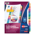 Avery Customizable TOC Ready Index Multicolor Tab Dividers, 31-Tab, 1 to 31, 11 x 8.5, White, Traditional Color Tabs, 1 Set (11129)