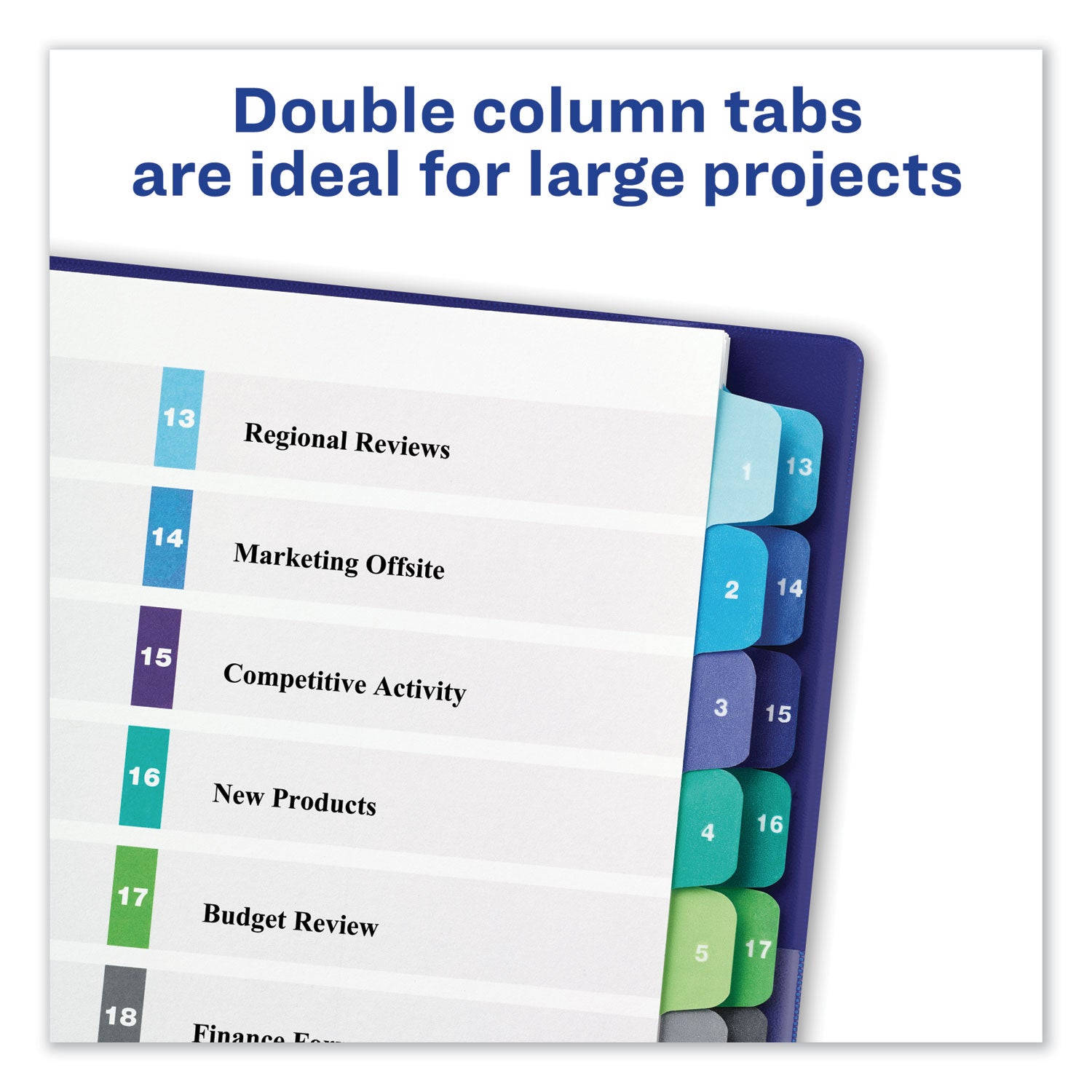 Avery Customizable TOC Ready Index Double Column Multicolor Tab Dividers, 24-Tab, 1 to 24, 11 x 8.5, White, 1 Set (11321)