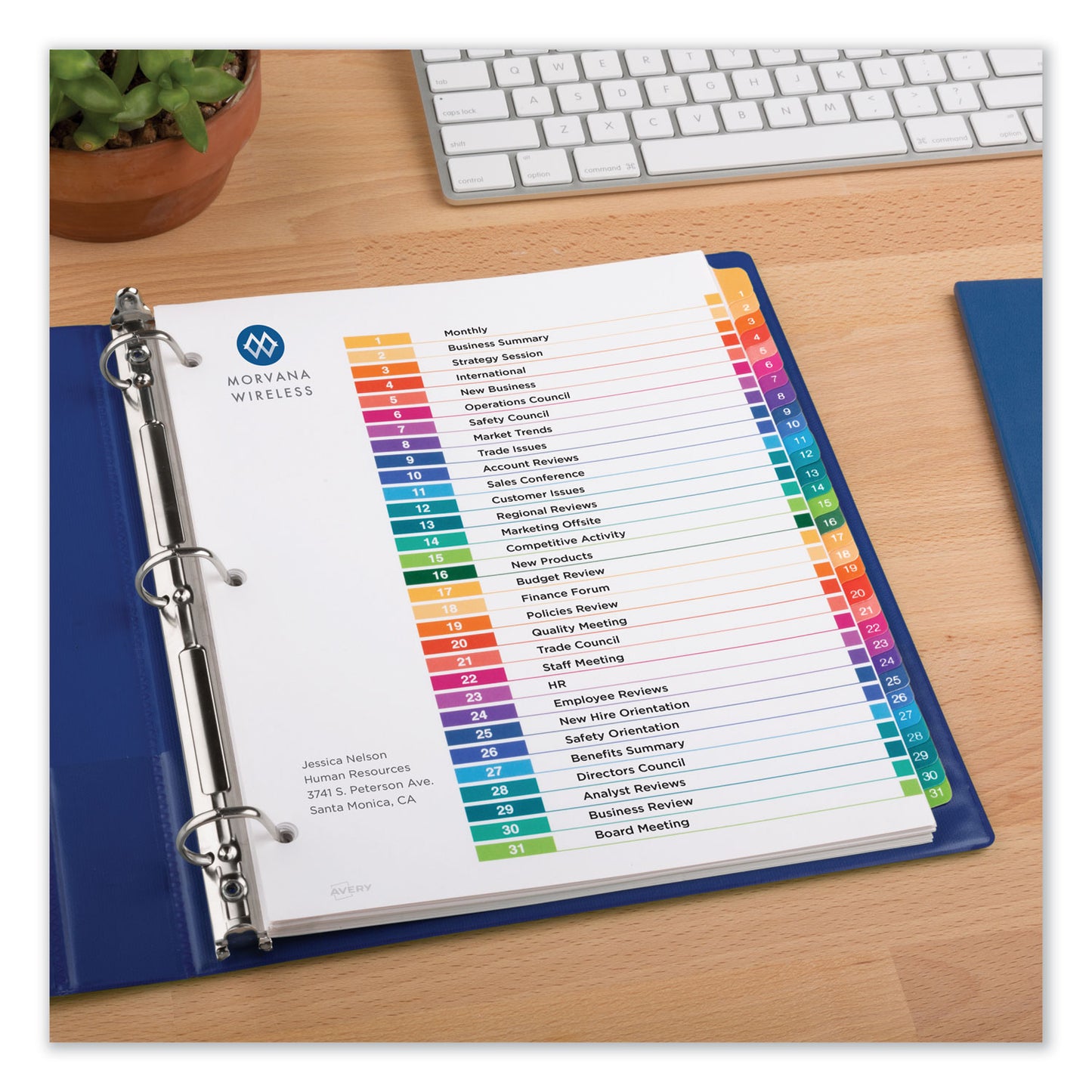 Avery Customizable TOC Ready Index Multicolor Tab Dividers, 31-Tab, 1 to 31, 11 x 8.5, White, Traditional Color Tabs, 1 Set (11129)