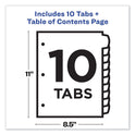 Avery Customizable Table of Contents Ready Index Dividers with Multicolor Tabs, 10-Tab, 1 to 10, 11 x 8.5, Translucent, 1 Set (11818)