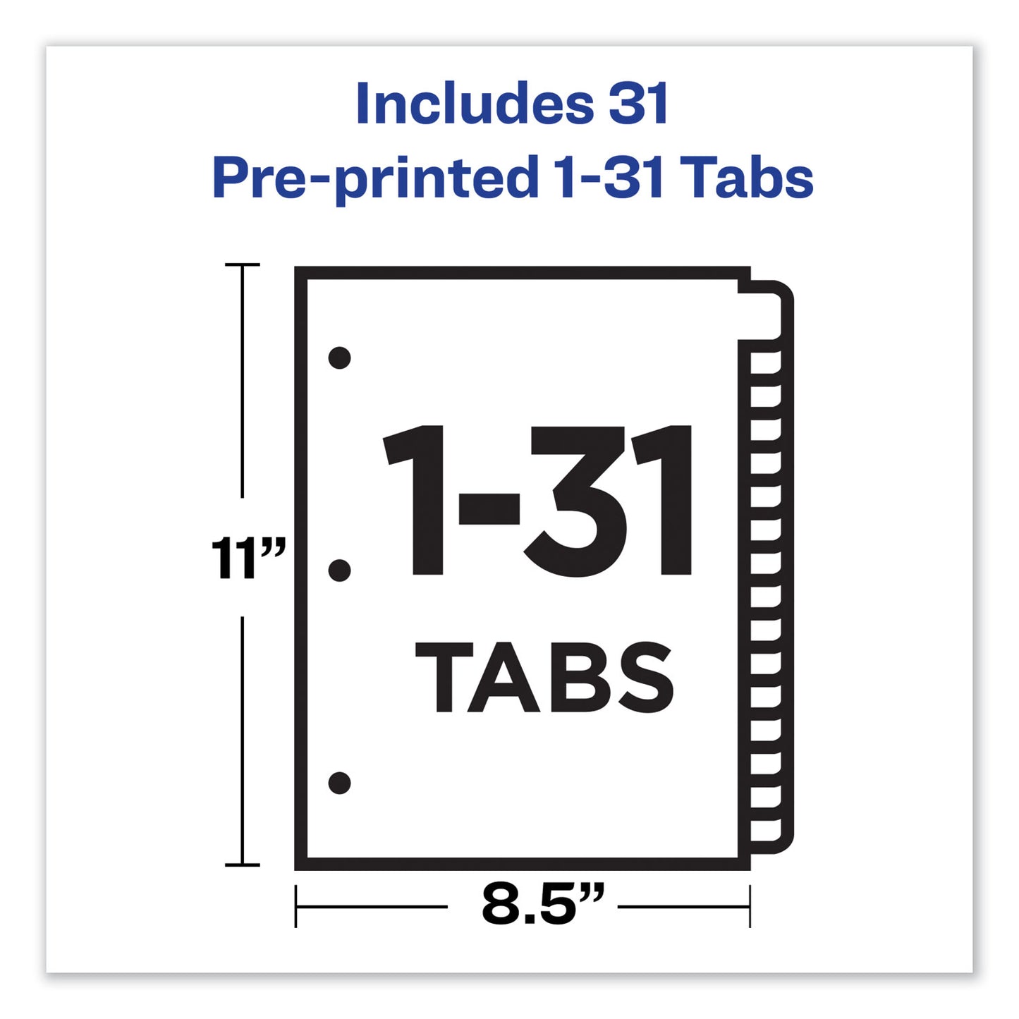 Avery Preprinted Laminated Tab Dividers with Gold Reinforced Binding Edge, 31-Tab, 1 to 31, 11 x 8.5, Buff, 1 Set (11308)