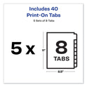Avery Customizable Print-On Dividers, Unpunched, 8-Tab, 11 x 8.5, White, 5 Sets (11553)