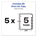 Avery Customizable Print-On Dividers, 3-Hole Punched, 5-Tab, 11 x 8.5, White, 5 Sets (11515)
