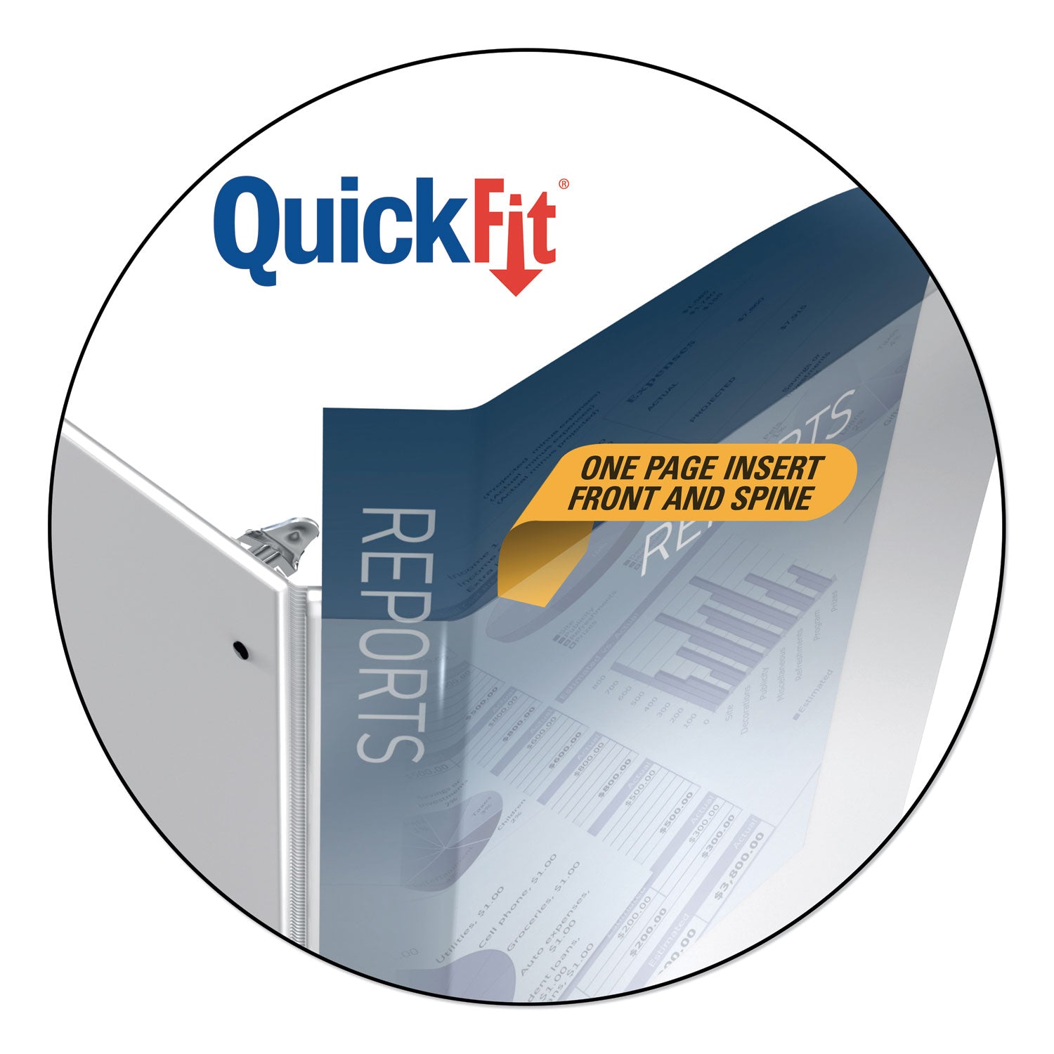 Stride QuickFit Round-Ring View Binder, 3 Rings, 1.5" Capacity, 11 x 8.5, White (88020)