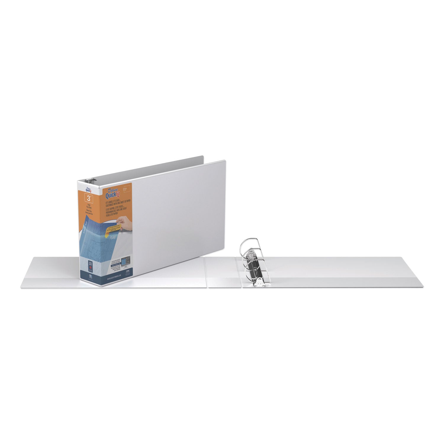 Stride QuickFit Ledger D-Ring View Binder, 3 Rings, 3" Capacity, 11 x 17, White (94050)