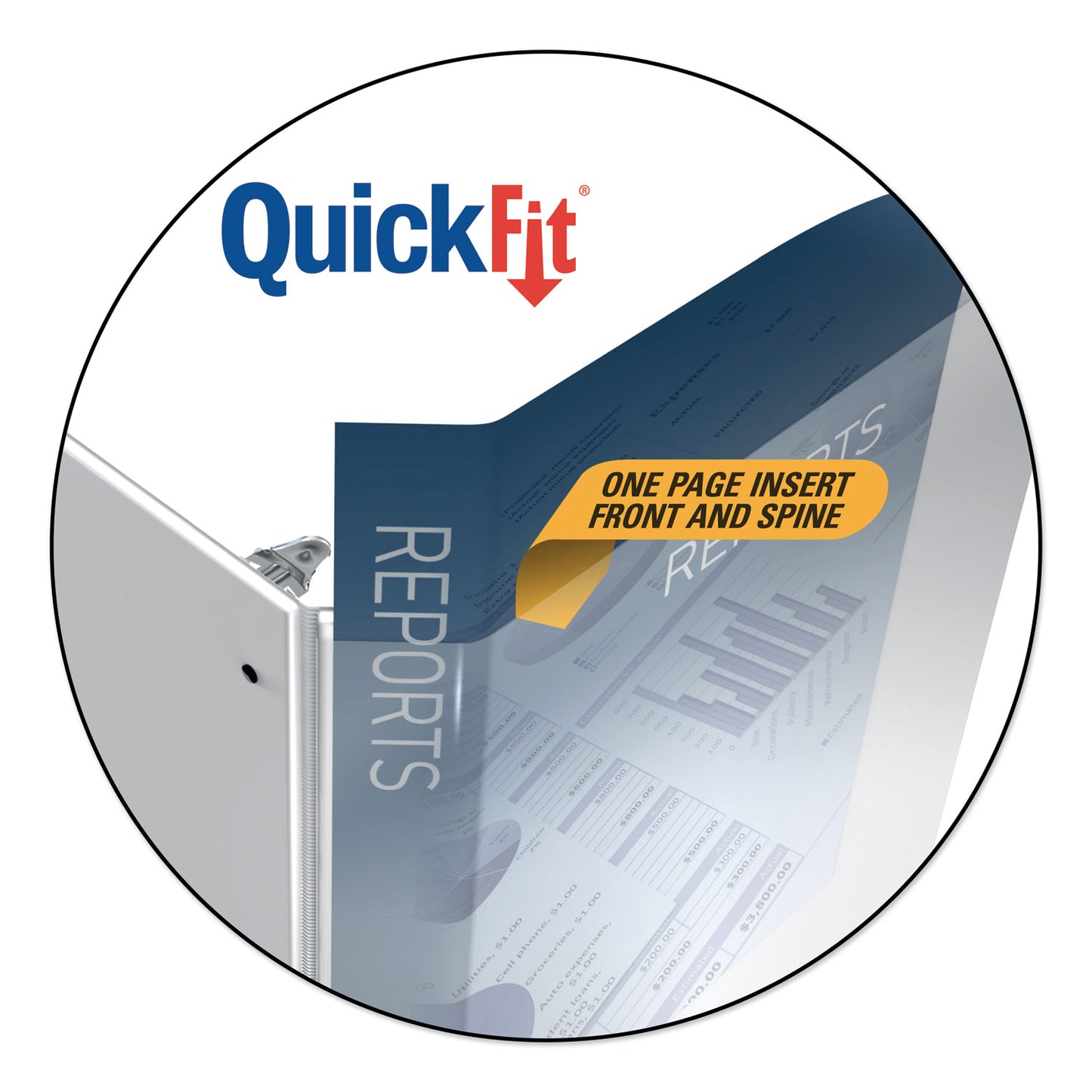 Stride QuickFit Ledger D-Ring View Binder, 3 Rings, 2" Capacity, 11 x 17, White (94030)