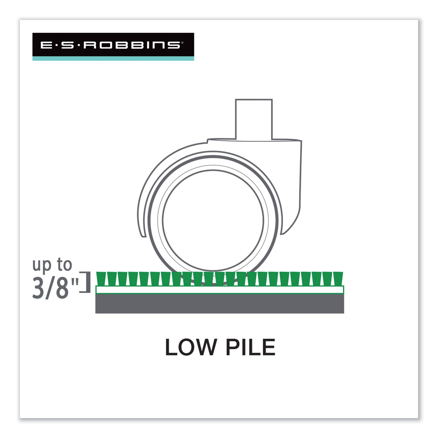 ES Robbins EverLife Moderate Use Chair Mat for Low Pile Carpet, Rectangular with Lip, 36 x 48, Clear (128073)