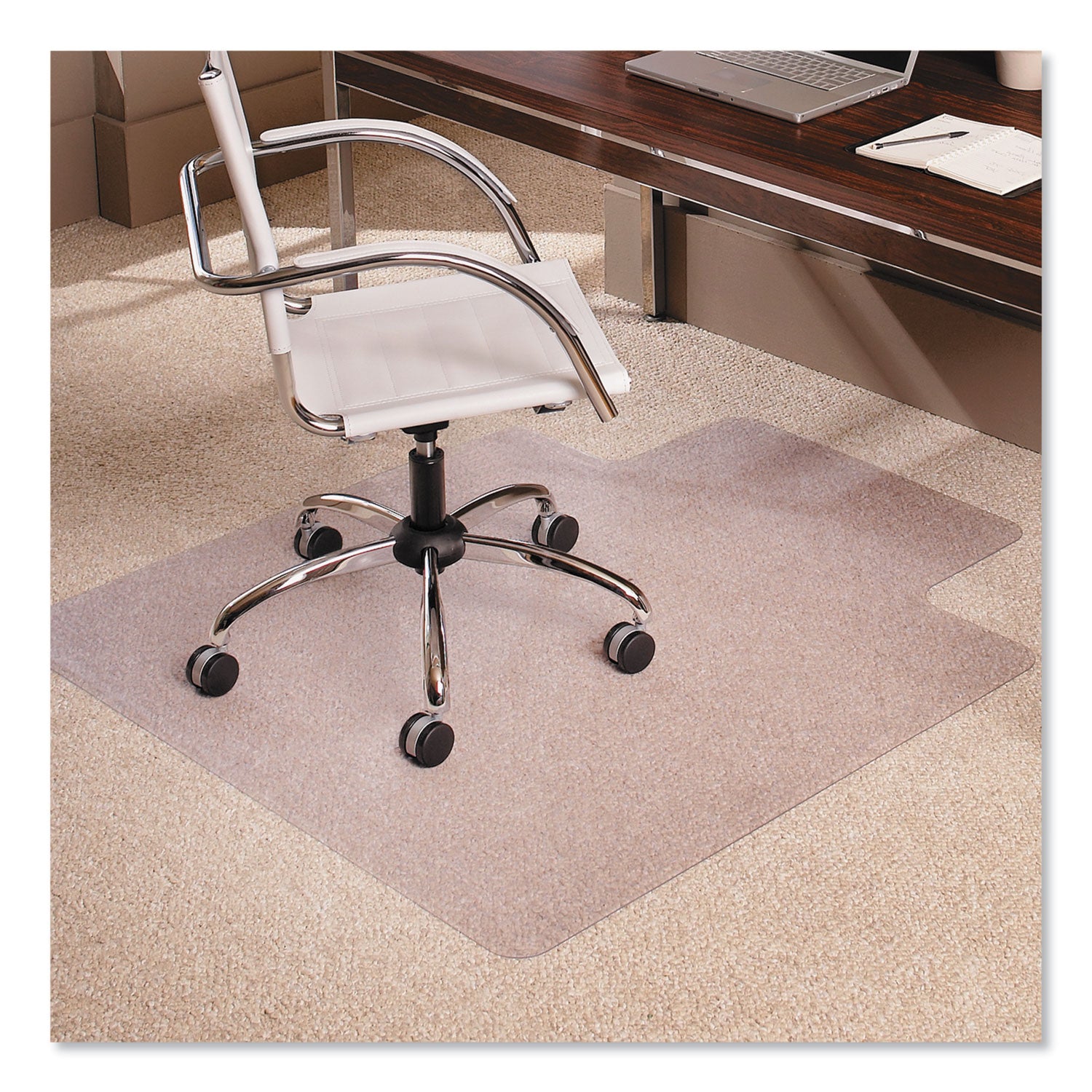 ES Robbins EverLife Moderate Use Chair Mat for Low Pile Carpet, Rectangular with Lip, 45 x 53, Clear (128173)