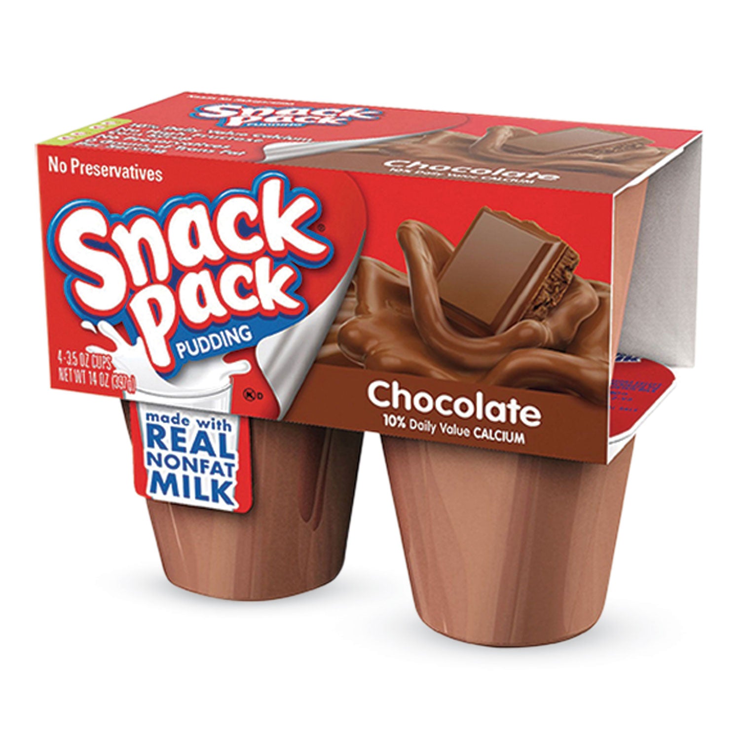 Snack Pack Pudding Cups, Chocolate, 3.5 oz Cup, 48/Carton (HUN55418)