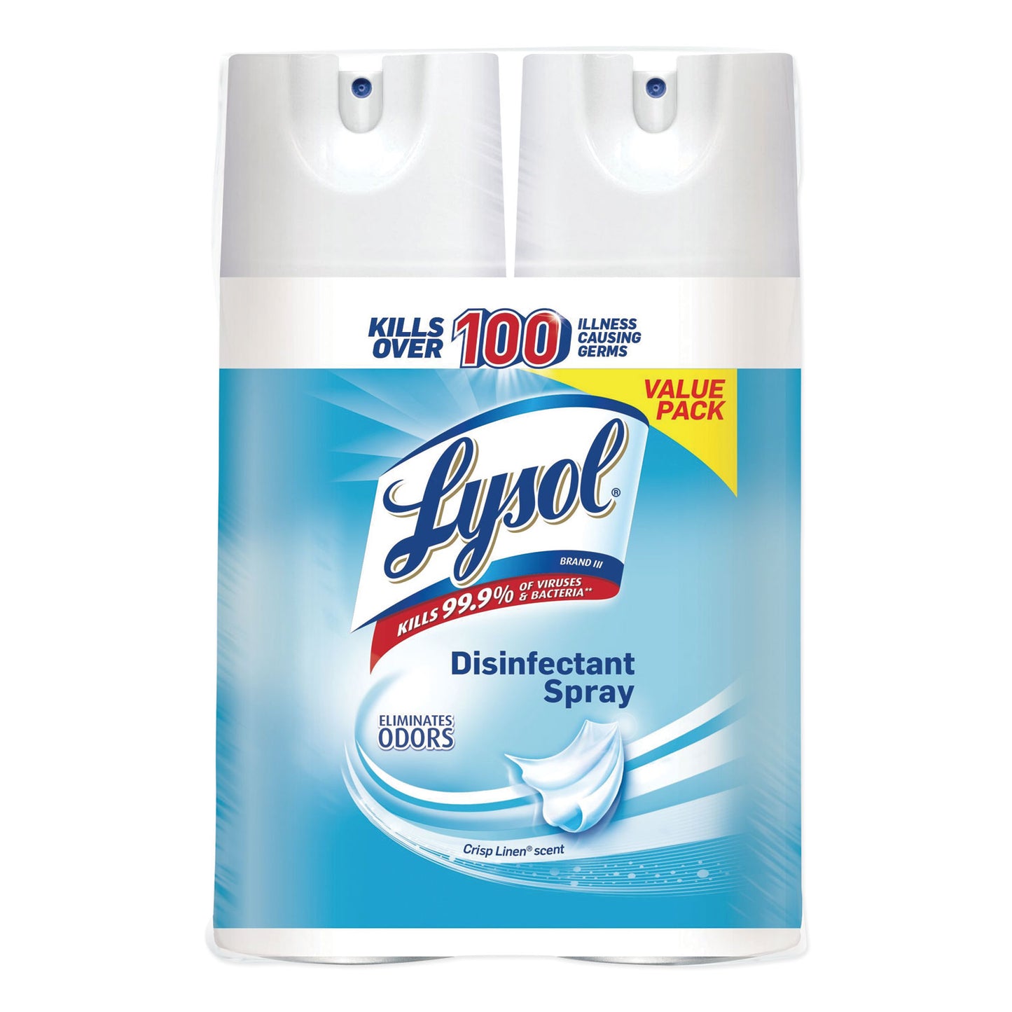 LYSOL Brand Disinfectant Spray, Crisp Linen, 12.5 oz Aerosol Spray, 2/Pack, 6 Pack/Carton (89946)