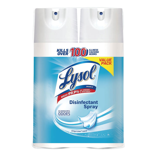 LYSOL Brand Disinfectant Spray, Crisp Linen, 12.5 oz Aerosol Spray, 2/Pack, 6 Pack/Carton (89946)