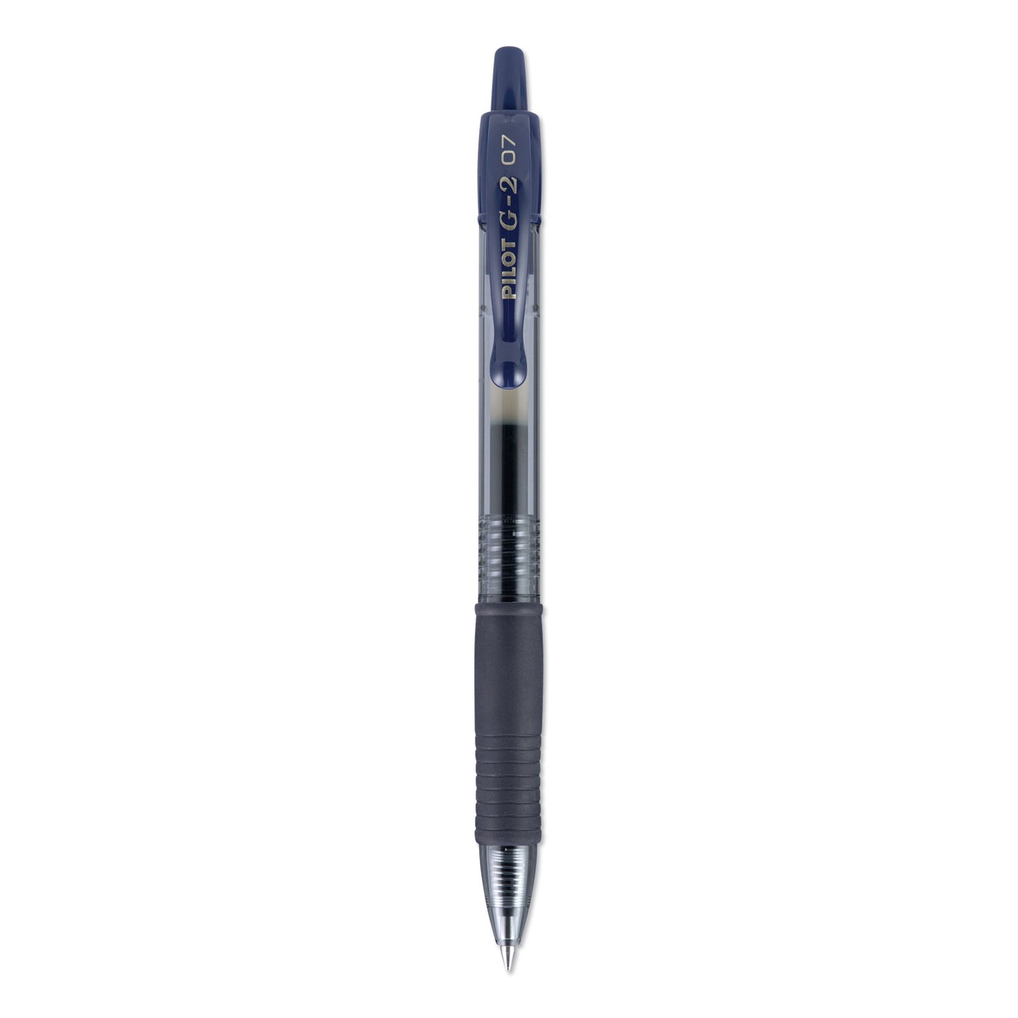 Pilot G2 Premium Gel Pen, Retractable, Fine 0.7 mm, Navy Blue Ink, Smoke/Blue Barrel, Dozen (31187)