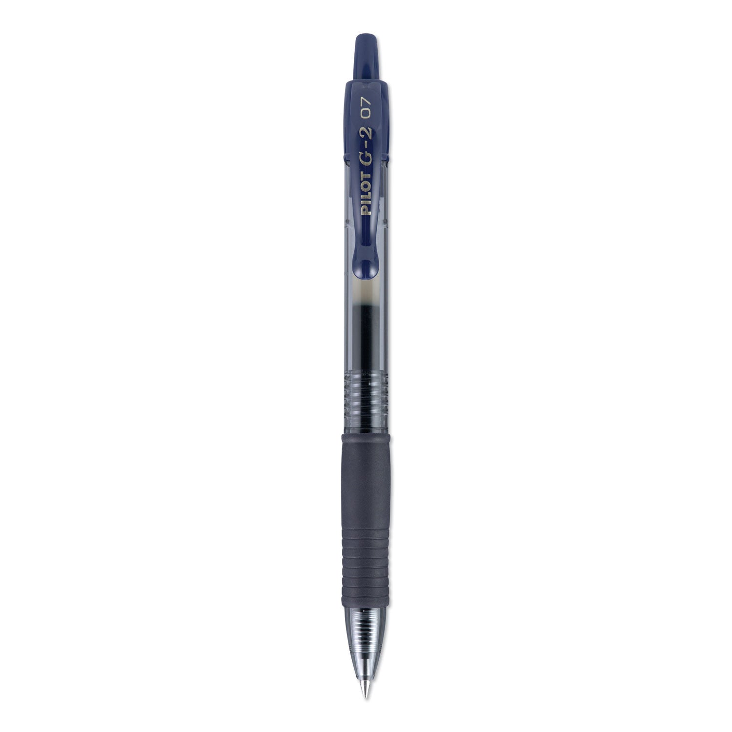 Pilot G2 Premium Gel Pen, Retractable, Fine 0.7 mm, Navy Blue Ink, Smoke/Blue Barrel, Dozen (31187)