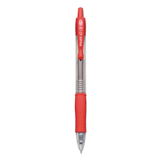 Pilot G2 Premium Gel Pen Convenience Pack, Retractable, Extra-Fine 0.38 mm, Red Ink, Smoke/Red Barrel (31279)