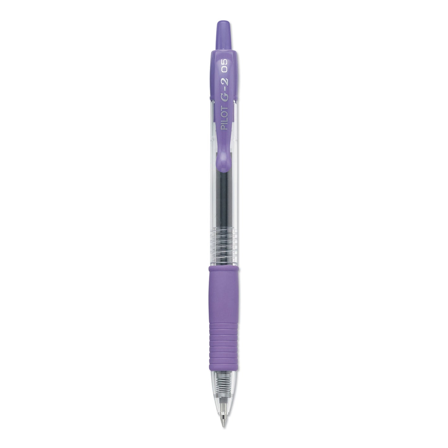 Pilot G2 Premium Gel Pen, Retractable, Extra-Fine 0.5 mm, Purple Ink, Smoke/Purple Barrel, Dozen (31006)