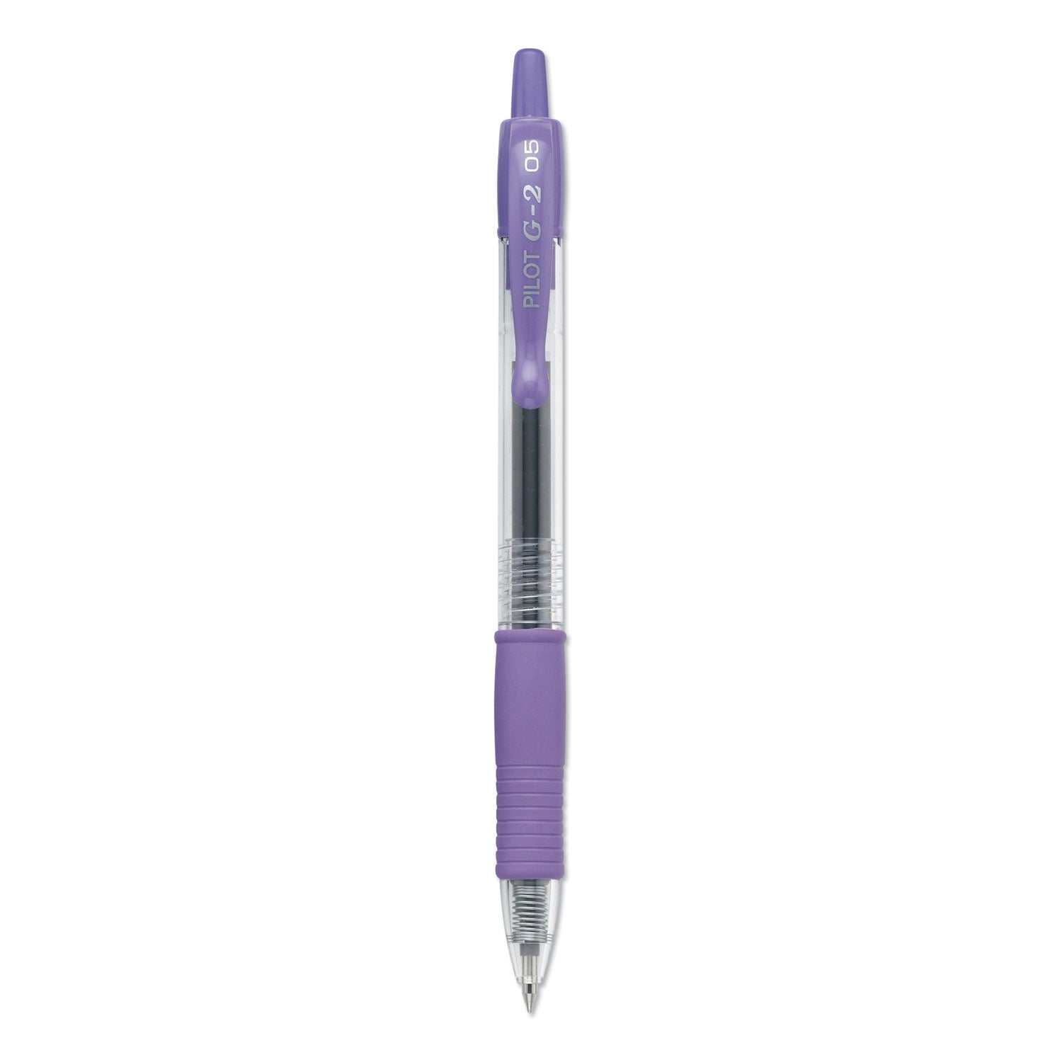 Pilot G2 Premium Gel Pen, Retractable, Extra-Fine 0.5 mm, Purple Ink, Smoke/Purple Barrel, Dozen (31006)