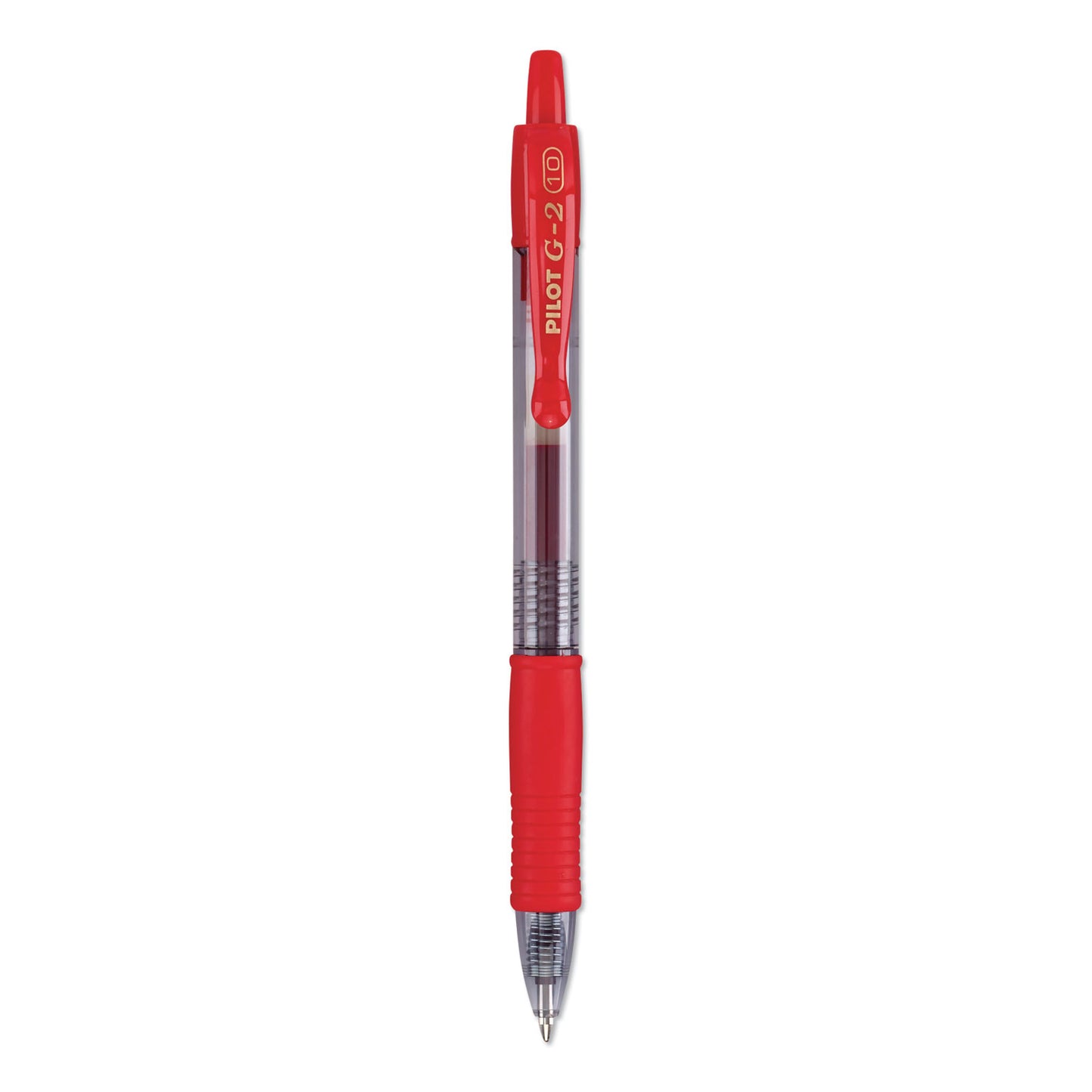 Pilot G2 Premium Gel Pen, Retractable, Bold 1 mm, Red Ink, Smoke/Red Barrel, Dozen (31258)