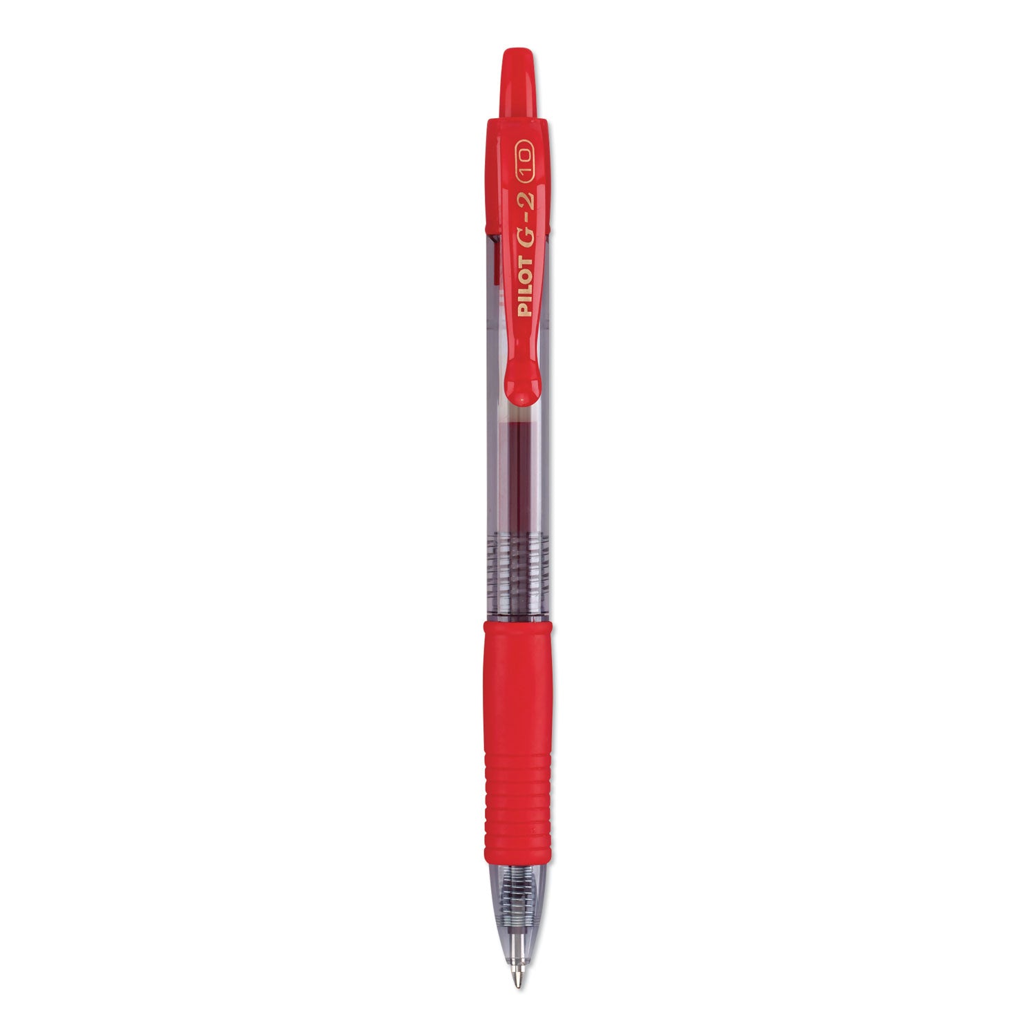 Pilot G2 Premium Gel Pen, Retractable, Bold 1 mm, Red Ink, Smoke/Red Barrel, Dozen (31258)