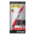 Pilot G2 Premium Gel Pen Convenience Pack, Retractable, Extra-Fine 0.38 mm, Red Ink, Smoke/Red Barrel (31279)