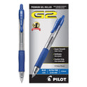 Pilot G2 Premium Gel Pen Convenience Pack, Retractable, Extra-Fine 0.38 mm, Blue Ink, Smoke/Blue Barrel, Dozen (31278)